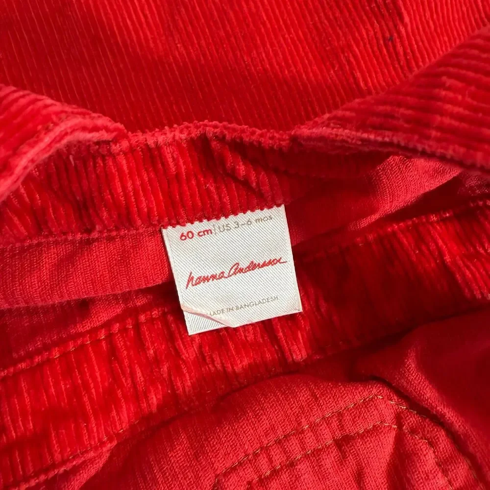 Hanna Andersson red corduroy kids jumper size‎ 60 3/6 months